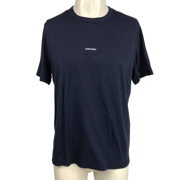 ICEBREAKER - MEN'S LARGE - BLUE SHORT SLEEVE CREW NECK WOOL BLEND T-SHIRT - Picture 1 of 10